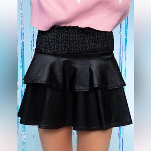 Girl’s Pixie Lane Smocked Skirt in Black Liquid Size 8